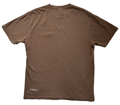 Back view of It’s a Good Day Outside tee by Broider. Plain cotton back on Boston-made embroidered shirt with original artwork.