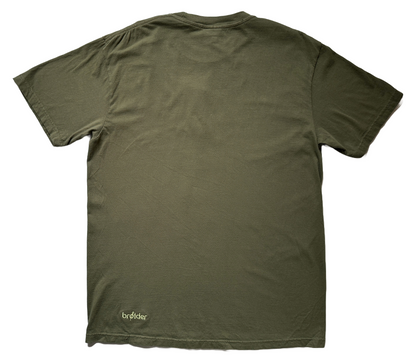 Back view of No Key Lime Pie Before 7am tee by Broider. Plain cotton back on embroidered shirt with unique Boston-made design.